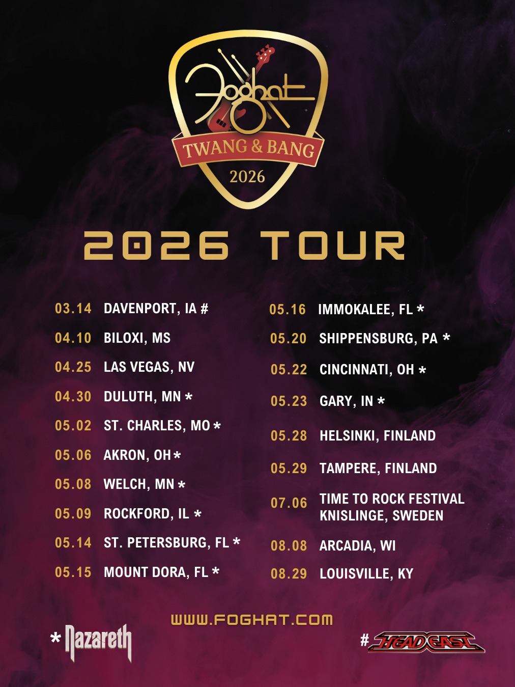 Foghat Twang and Bang Tour Poster 2026